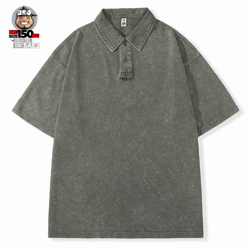 Áo thun tay ngắn Polo vải Pique cotton form rộng US classic style wash nhẹ cách điệu Frea Of 4 Áo thun tay ngắn Polo vải Pique cotton form rộng US classic style wash nhẹ cách điệu Frea Of - Ảnh 4