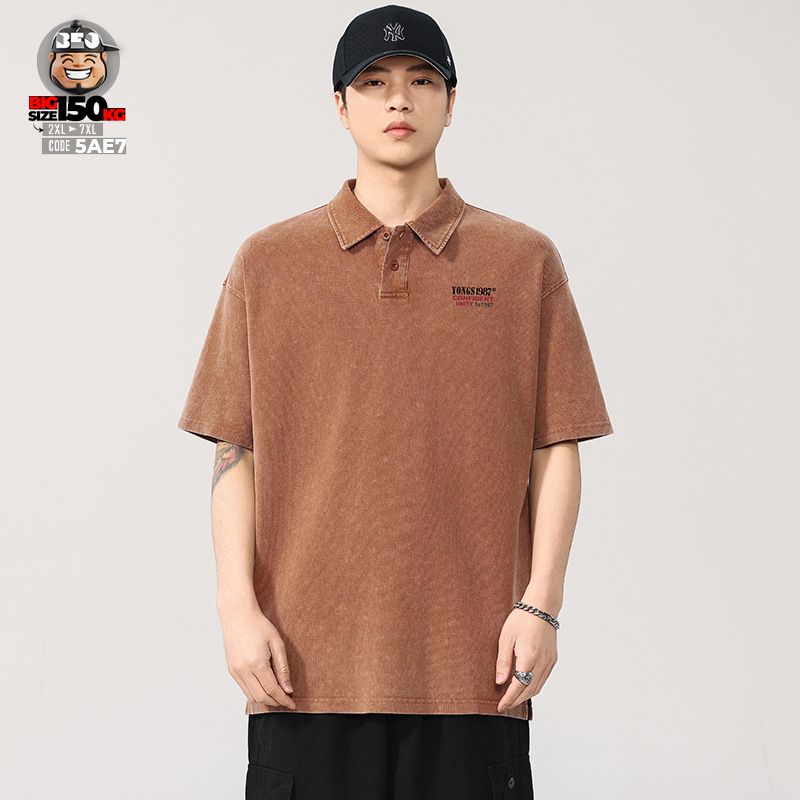 Áo thun tay ngắn Polo vải Pique cotton form rộng US classic style wash nhẹ cách điệu Unity 1987 1 Áo thun tay ngắn Polo vải Pique cotton form rộng US classic style wash nhẹ cách điệu Unity 1987
