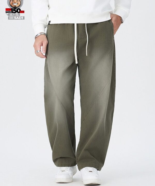 Quần dài jogger cotton form rộng giấu đùi wax khói vải suông rũ