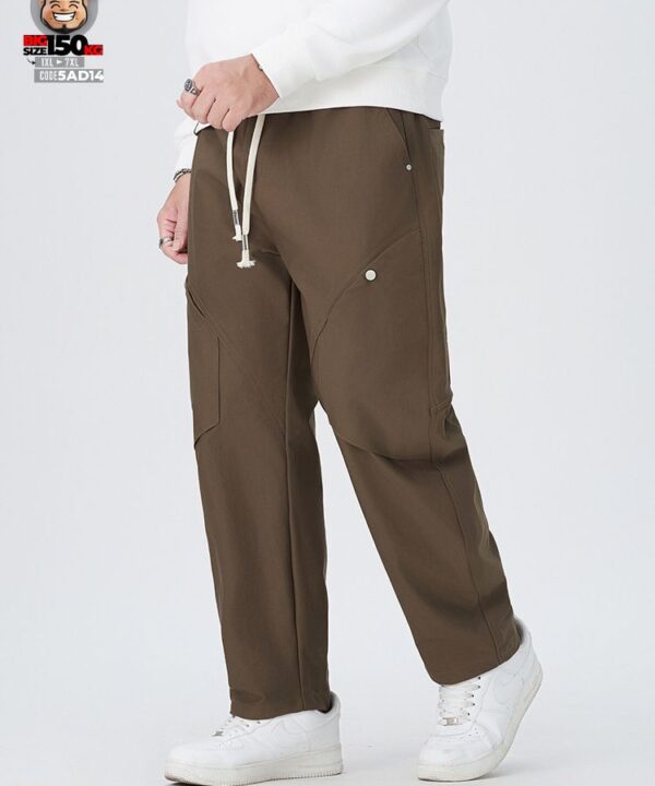 Quần dài thun polyester ống suông chỉ nổi ghép khối cá tính