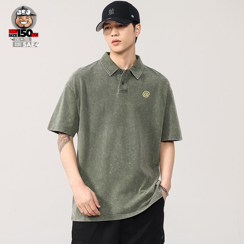Áo thun tay ngắn Polo vải Pique cotton form rộng US classic style wash nhẹ cách điệu a mốc 2 Áo thun tay ngắn Polo vải Pique cotton form rộng US classic style wash nhẹ cách điệu a mốc - Ảnh 2