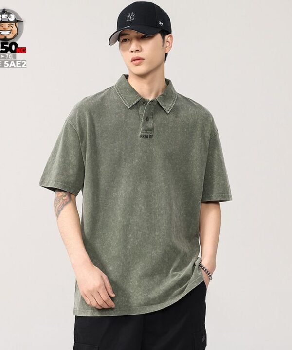 Alternative view of Áo thun tay ngắn Polo vải Pique cotton form rộng US classic style wash nhẹ cách điệu Frea Of