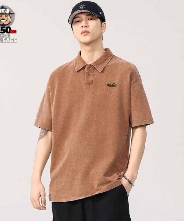 Áo thun tay ngắn Polo vải Pique cotton form rộng US classic style wash nhẹ cách điệu logo Will 3