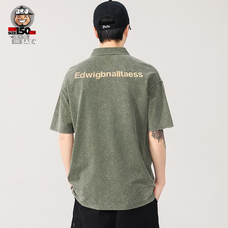 Áo thun tay ngắn Polo vải Pique cotton form rộng US classic style wash nhẹ cách điệu a mốc 3 Áo thun tay ngắn Polo vải Pique cotton form rộng US classic style wash nhẹ cách điệu a mốc - Ảnh 3