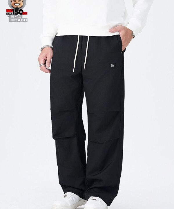 Quần dài thun polyester ống rộng phong cách tầng họa tiết thêu cá tính