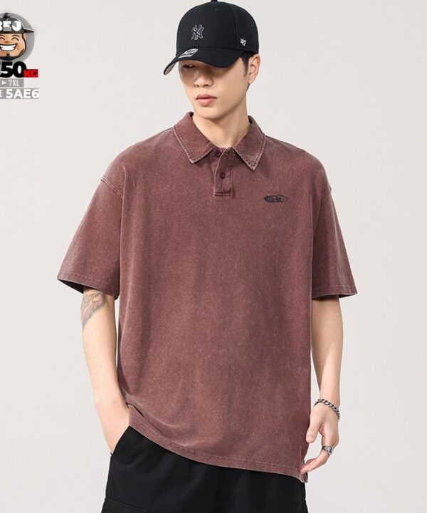 Alternative view of Áo thun tay ngắn Polo vải Pique cotton form rộng US classic style wash nhẹ cách điệu logo Will