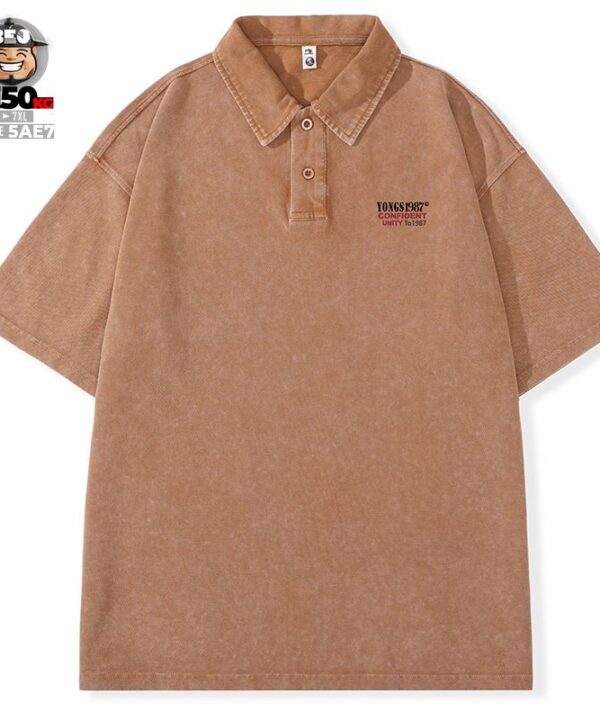 Áo thun tay ngắn Polo vải Pique cotton form rộng US classic style wash nhẹ cách điệu Unity 1987 9 Áo thun tay ngắn Polo vải Pique cotton form rộng US classic style wash nhẹ cách điệu Unity 1987 4