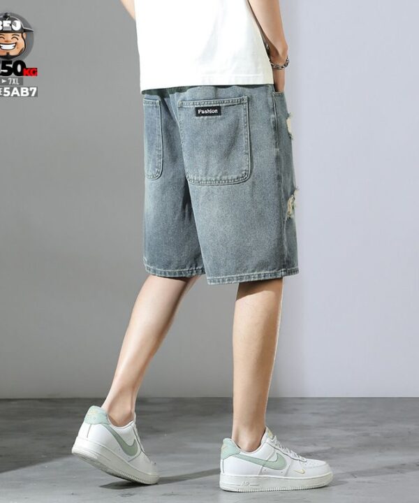 Alternative view of Quần ngắn jean lưng kết hợp wax rách đùi cách điệu retro style