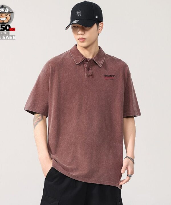 Áo thun tay ngắn Polo vải Pique cotton form rộng US classic style wash nhẹ cách điệu Unity 1987 7 Áo thun tay ngắn Polo vải Pique cotton form rộng US classic style wash nhẹ cách điệu Unity 1987 2