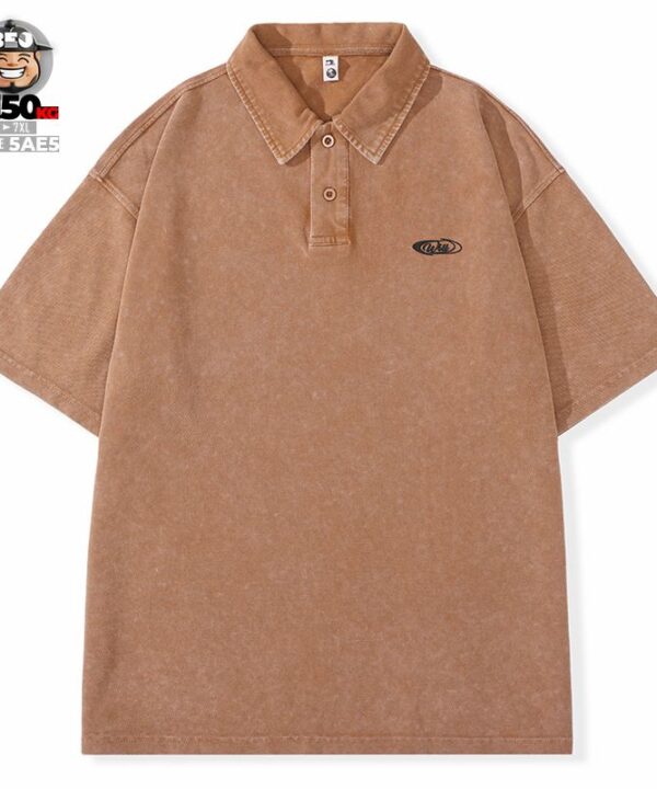 Áo thun tay ngắn Polo vải Pique cotton form rộng US classic style wash nhẹ cách điệu logo Will 4