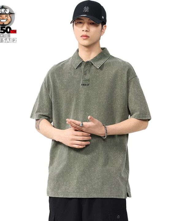 Áo thun tay ngắn Polo vải Pique cotton form rộng US classic style wash nhẹ cách điệu Frea Of 7 Áo thun tay ngắn Polo vải Pique cotton form rộng US classic style wash nhẹ cách điệu Frea Of 2