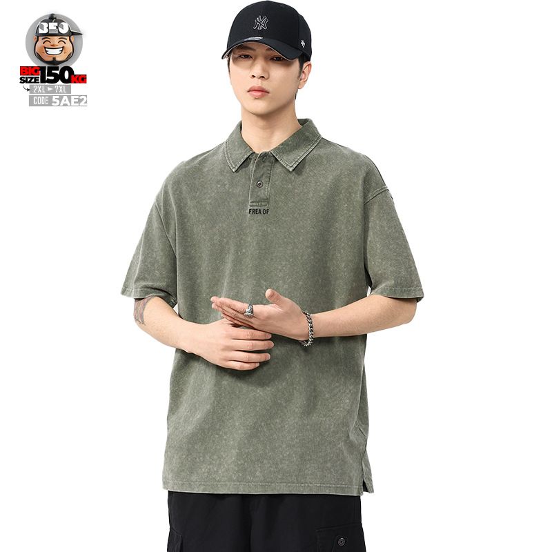 Áo thun tay ngắn Polo vải Pique cotton form rộng US classic style wash nhẹ cách điệu Frea Of 3 Áo thun tay ngắn Polo vải Pique cotton form rộng US classic style wash nhẹ cách điệu Frea Of - Ảnh 3