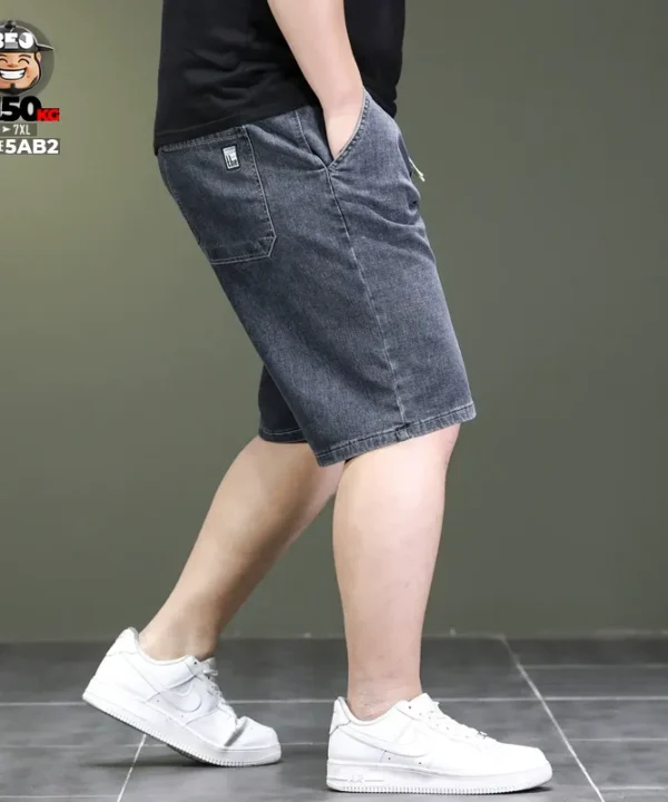 Quần ngắn jean lưng thun co giãn wax tiêu basic