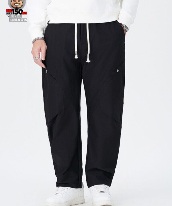 Alternative view of Quần dài thun polyester ống suông chỉ nổi ghép khối cá tính