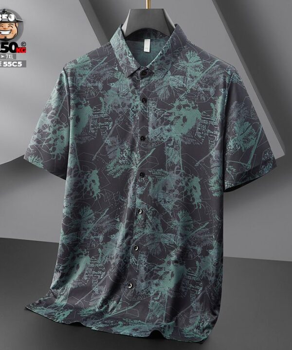 Áo sơ mi tay ngắn cotton co giãn business casual style họa tiết cá tính