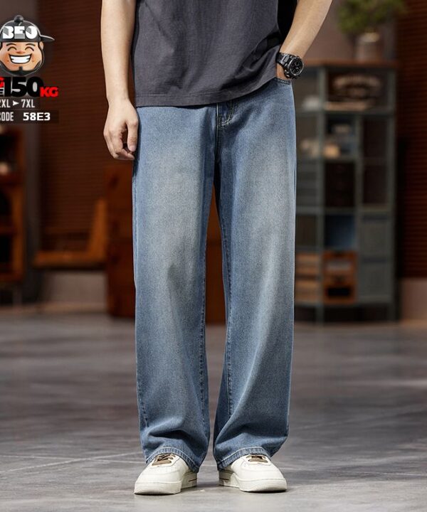 Alternative view of Quần dài Jean Denim cotton ống suông lưng thắc wax khói vintage