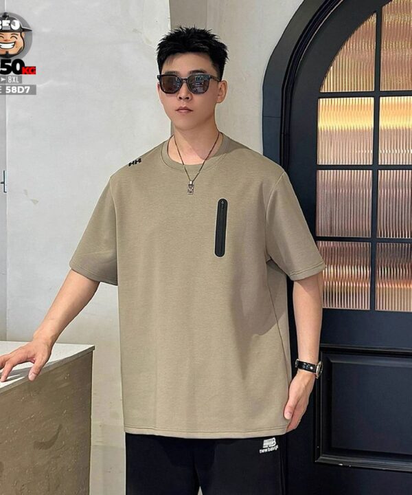 Áo thun tay ngắn kiểu dáng túi kéo phối giả cách điệu vai