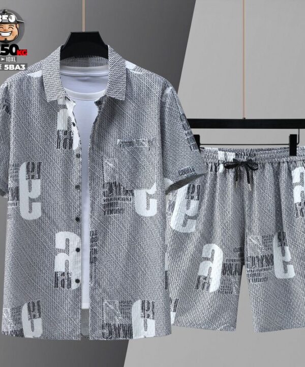 Đồ bộ thun Jacquard pha sợi dệt nổi gợn sóng họa tiết lecture quý phái