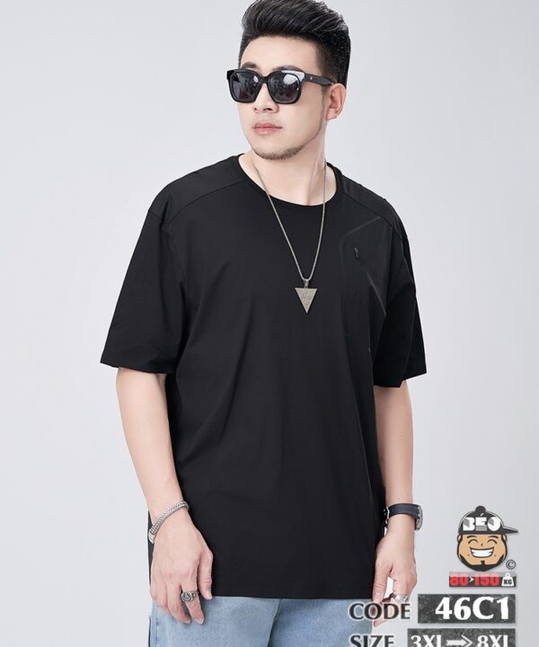 Áo thun tay ngắn chất liệu mỏng mát ráp vai phối túi kiểu bên ngực 2