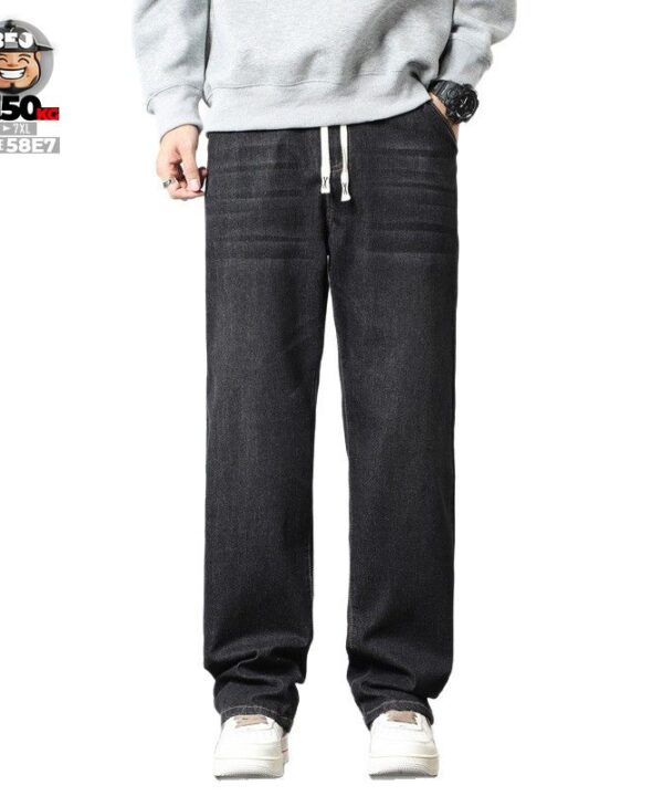 Quần dài Jean denim cotton ống rộng lưng kết hợp basic wash style - Ảnh 5