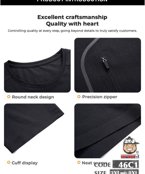 Áo thun tay ngắn chất liệu mỏng mát ráp vai phối túi kiểu bên ngực 3