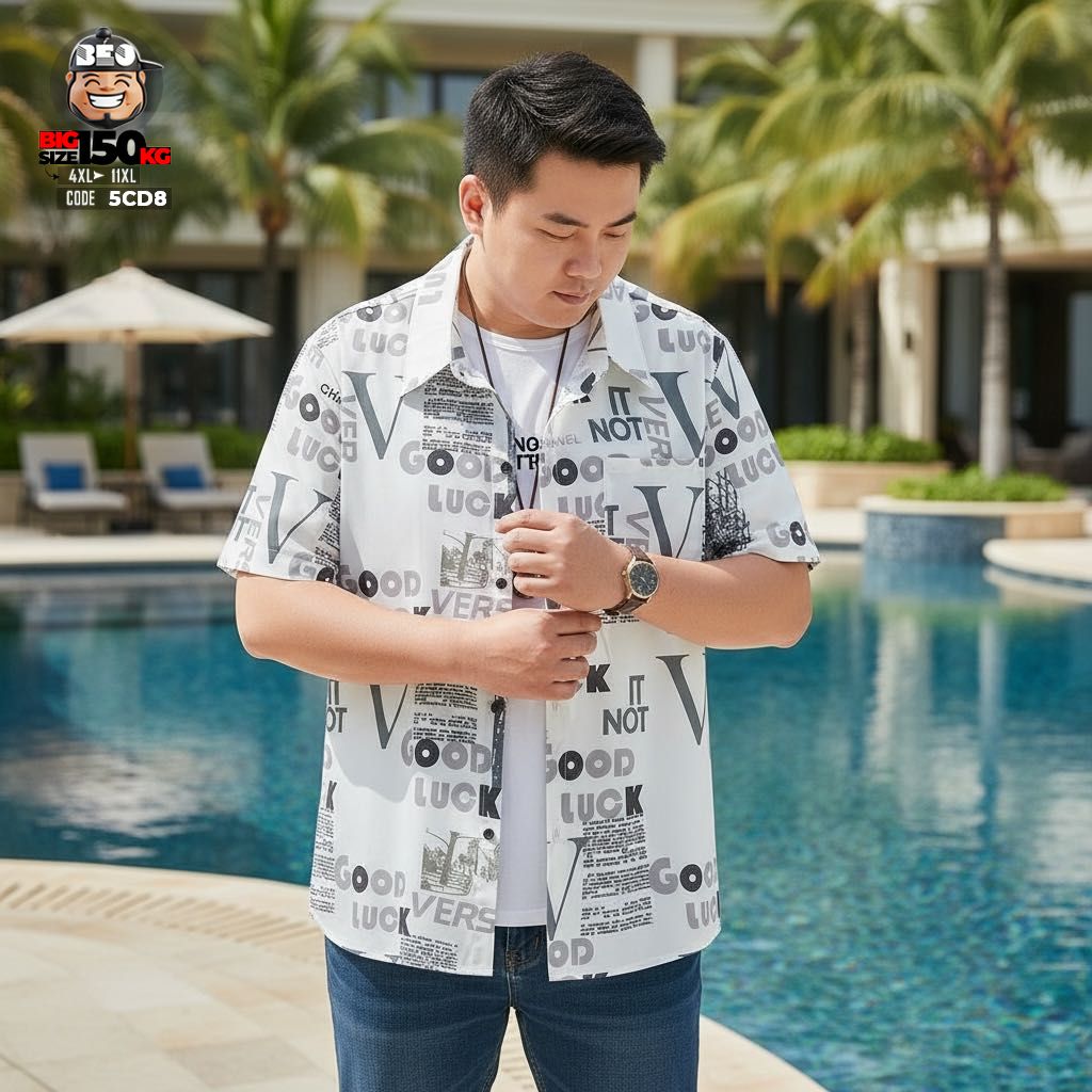 Áo sơ mi tay ngắn vải viscose co giãn nhẹ họa tiết chữ good luck 2 Áo sơ mi tay ngắn vải viscose co giãn nhẹ họa tiết chữ good luck - Ảnh 2