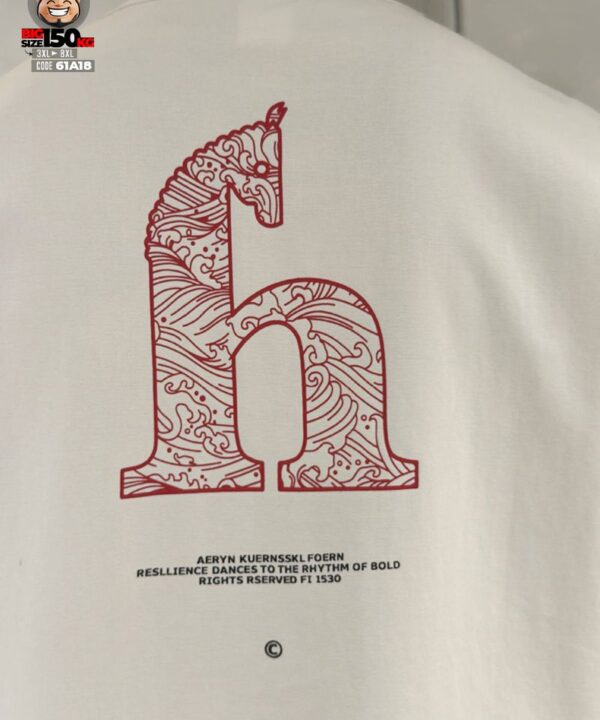 Áo thun tay ngắn hype cotton logo H cách điệu con ngựa 4