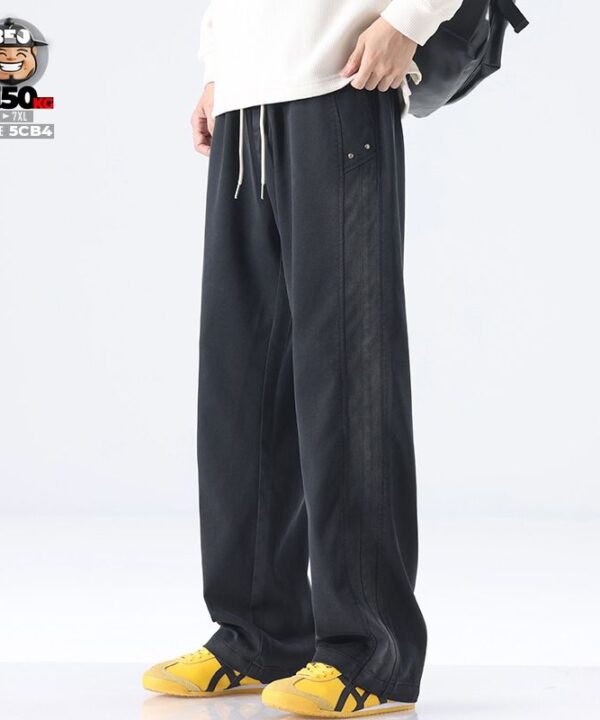 Quần dài lưng thun Lyocell ống suông chỉ nổi bên hông wax khói cá tính