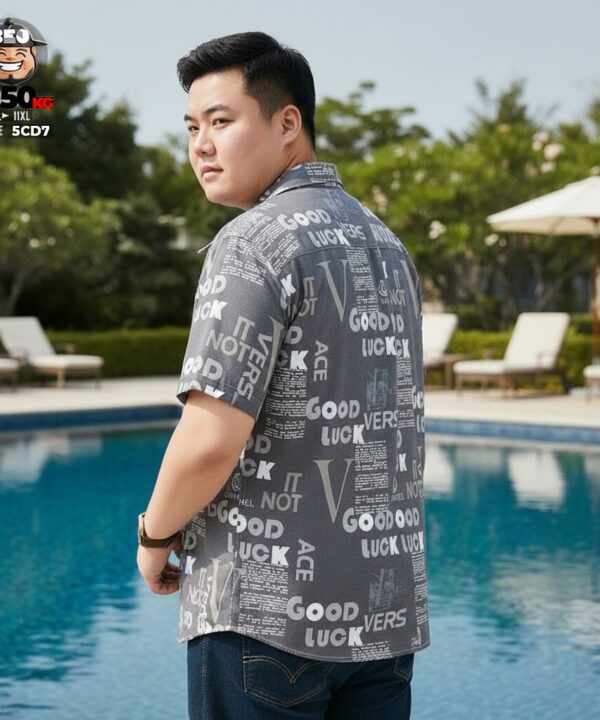 Áo sơ mi tay ngắn vải viscose co giãn nhẹ họa tiết chữ good luck 9 Áo sơ mi tay ngắn vải viscose co giãn nhẹ họa tiết chữ good luck 4