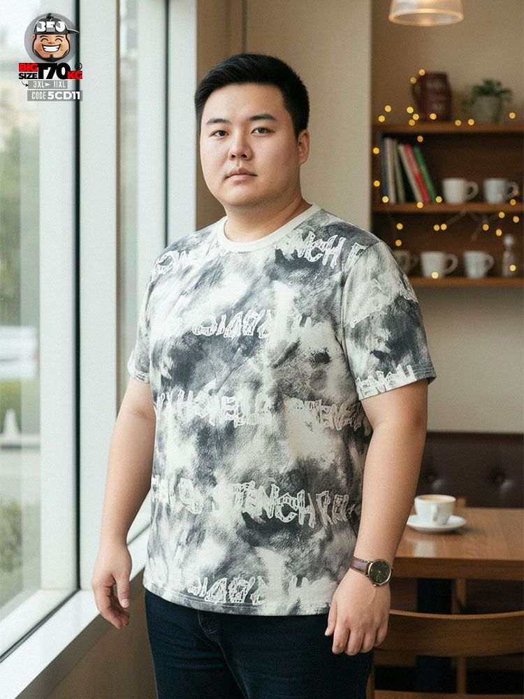 Áo thun tay ngắn loang màu khói phối chữ Graphic Scribble Art form mềm mại 1 Áo thun tay ngắn loang màu khói phối chữ Graphic Scribble Art form mềm mại
