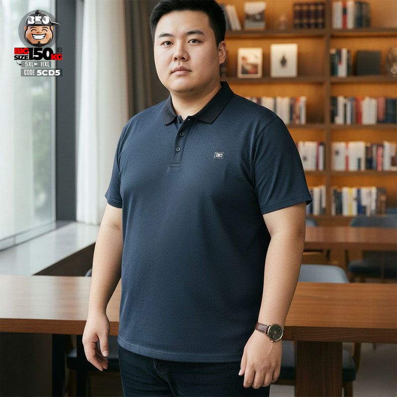 Áo thun tay ngắn polo big size caro nâu phối cổ đen sang trọng 1 Áo thun tay ngắn polo big size caro nâu phối cổ đen sang trọng