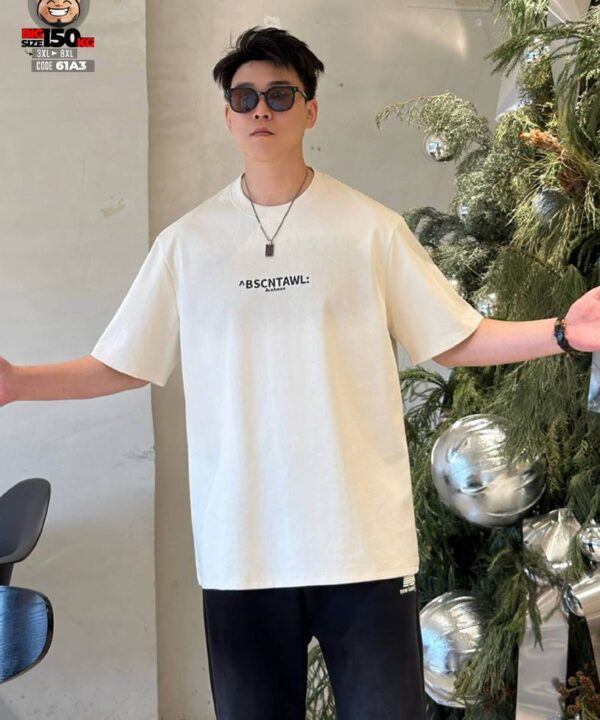 Áo thun tay ngắn hype cotton họa tiết chữ cái aromen wax chìm 2