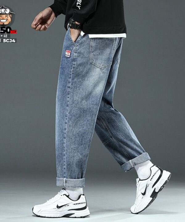 Quần dài>>Quần Jean jean denim Dad Fit Mỹ Cotton 100 Form Rộng chỉ nổi 2