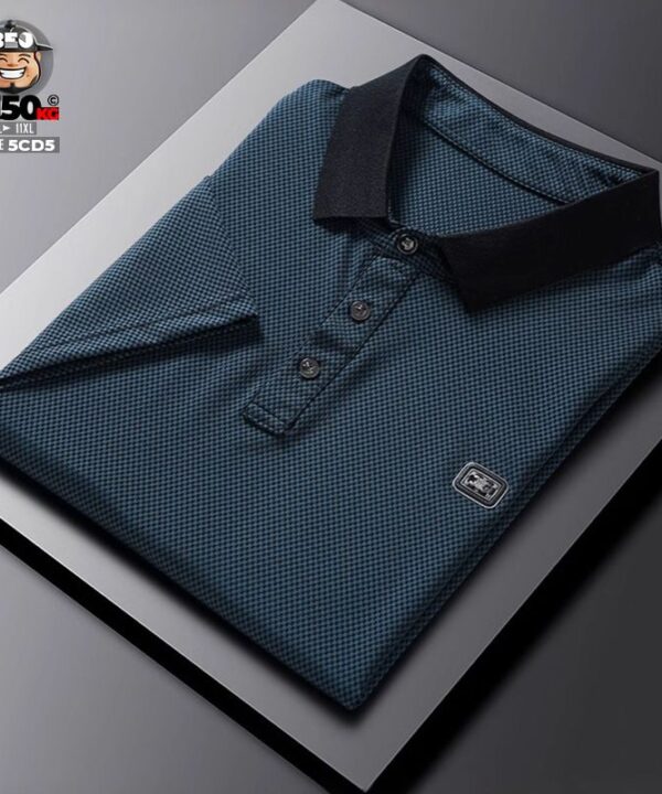 Áo thun tay ngắn polo big size caro nâu phối cổ đen sang trọng 7 Áo thun tay ngắn polo big size caro nâu phối cổ đen sang trọng 2