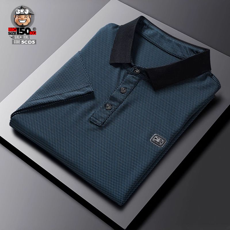 Áo thun tay ngắn polo big size caro nâu phối cổ đen sang trọng 3 Áo thun tay ngắn polo big size caro nâu phối cổ đen sang trọng - Ảnh 3