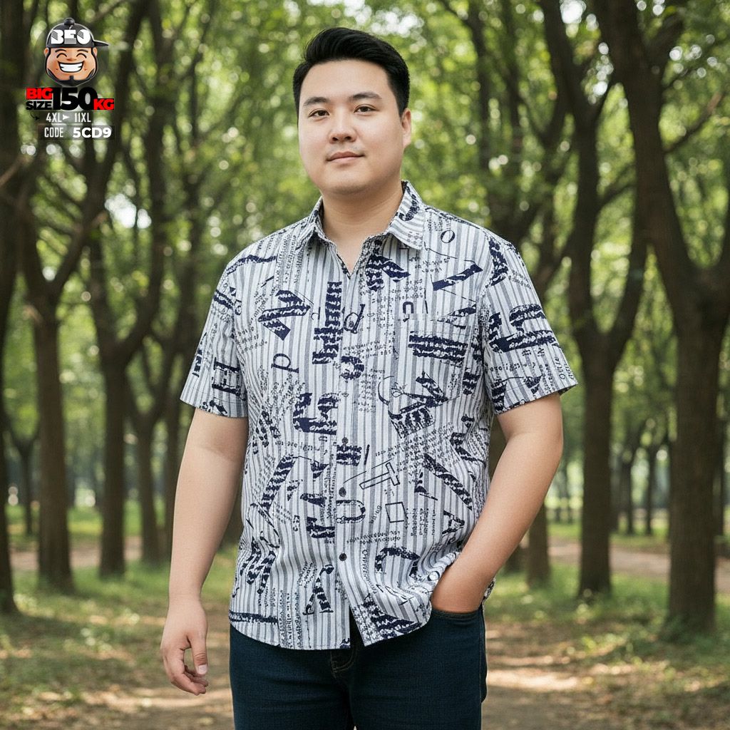 Áo sơ mi tay ngắn họa tiết sọc phối chữ vải cotton co giãn 4 Áo sơ mi tay ngắn họa tiết sọc phối chữ vải cotton co giãn - Ảnh 4