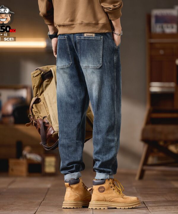 Alternative view of Quần dài jean lưng kết hợp wax retro ống bút chì co giãn