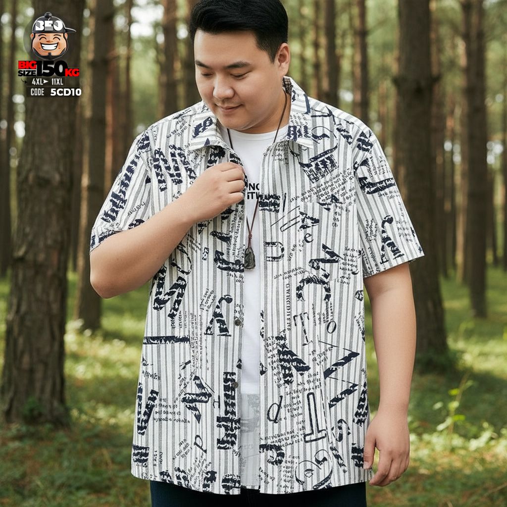 Áo sơ mi tay ngắn họa tiết sọc phối chữ vải cotton co giãn 2 Áo sơ mi tay ngắn họa tiết sọc phối chữ vải cotton co giãn - Ảnh 2