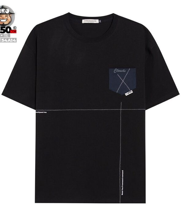 Áo thun tay ngắn cotton phối túi Clouds slide style model 4