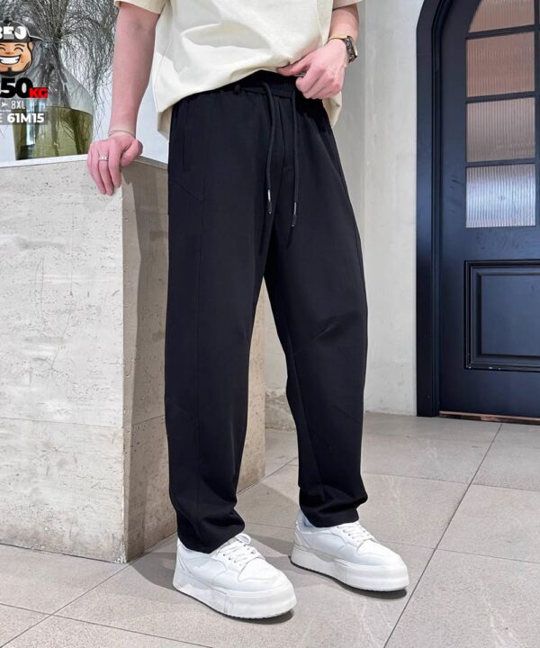 Alternative view of Quần dài thun jogger ống suông cách điệu chỉ nổi lập khối