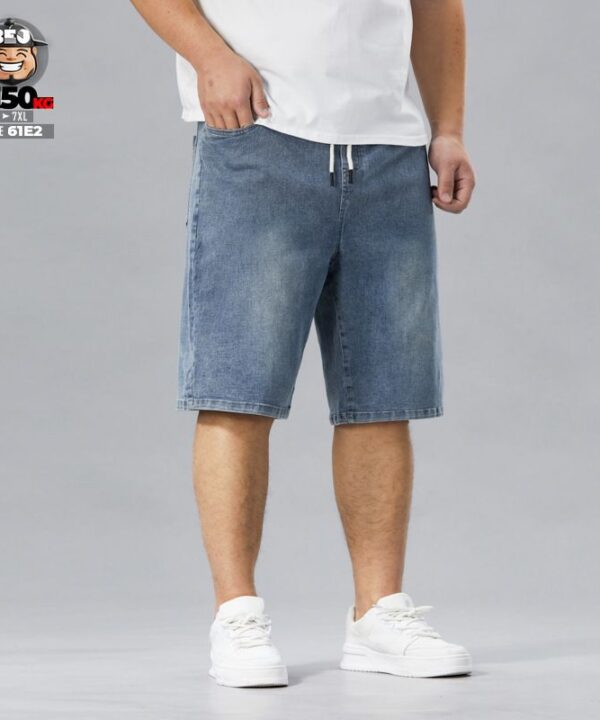 Alternative view of Quần ngắn jean cotton lưng thun co giãn wax khói đùi retro style