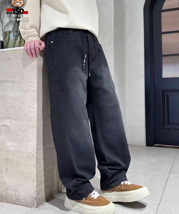 Alternative view of Quần dài jean thun ống suông wax khói rộng đùi chỉ nổi