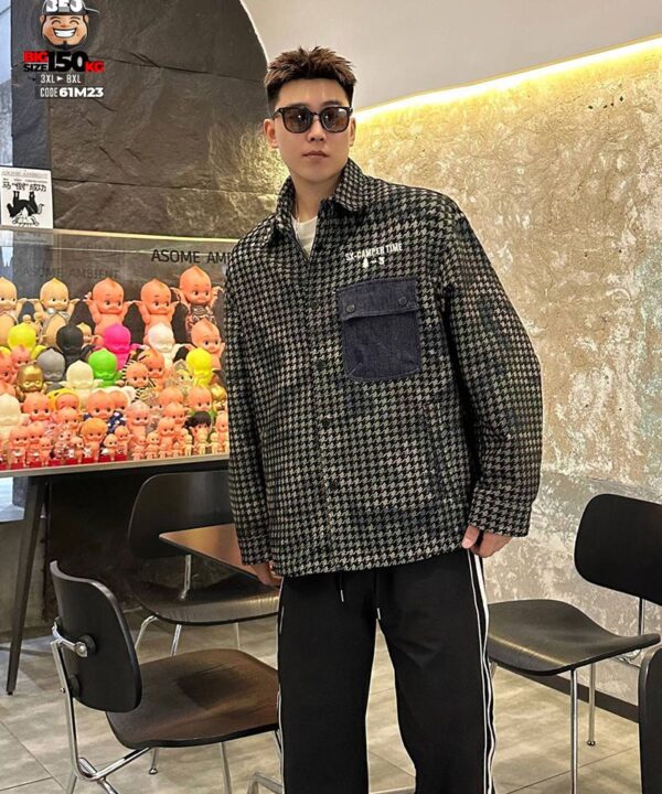 Áo khoác sơ mi phối túi họa tiết thunder color ẩn streetwear 2