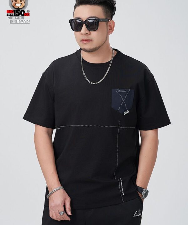 Áo thun tay ngắn cotton phối túi Clouds slide style model 3