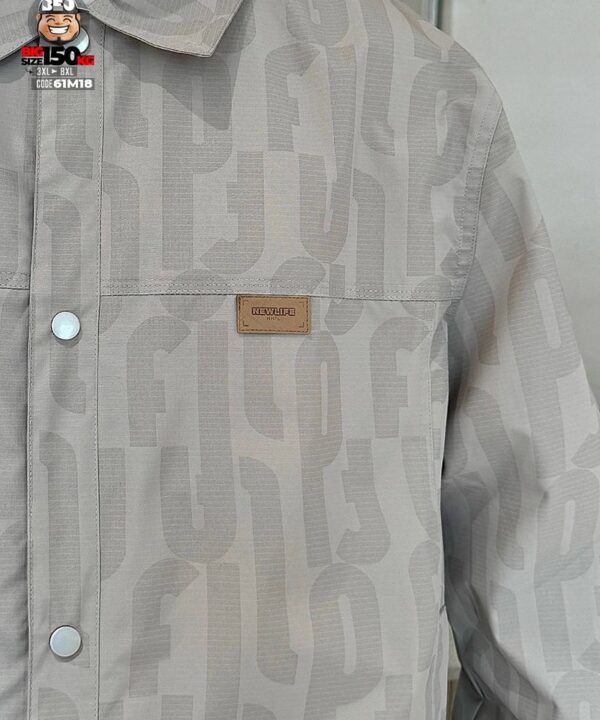 Áo khoác sơ mi phối chữ kèm tag logo street wear 2