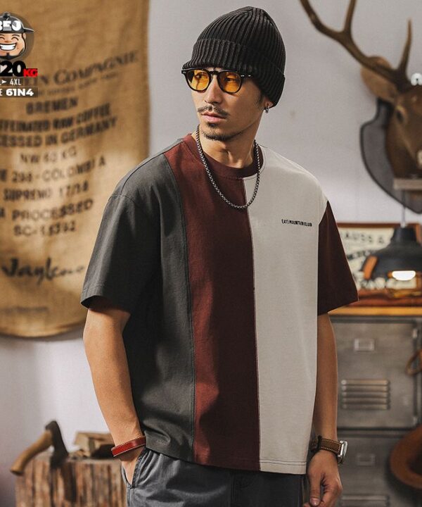 Áo thun tay ngắn phối ráp mountain club 2