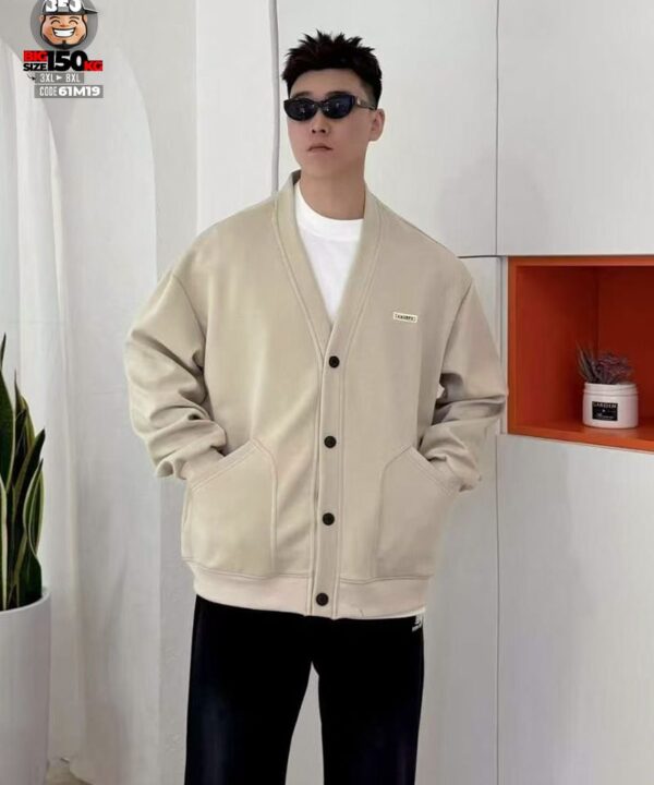 Áo khoác cotton cardigan phối túi sang trọng with tag