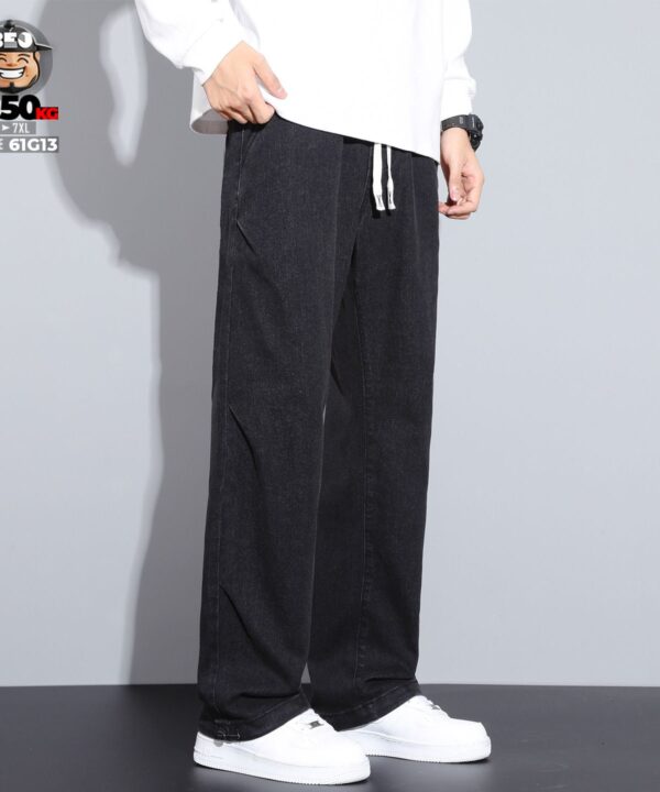 Quần dài jean retro style co giãn ống suông túm đa năng 2