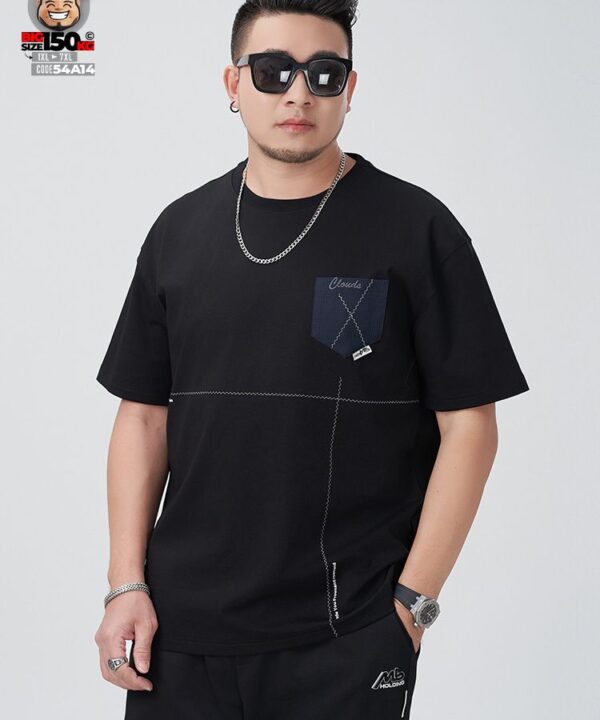 Áo thun tay ngắn cotton phối túi Clouds slide style model