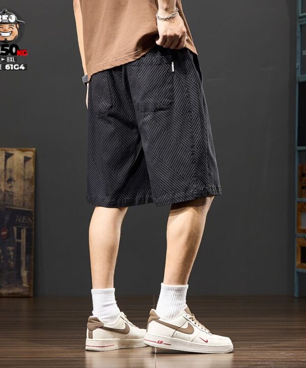 Quần ngắn thun cotton họa tiết chỉ xiên street wear style 2